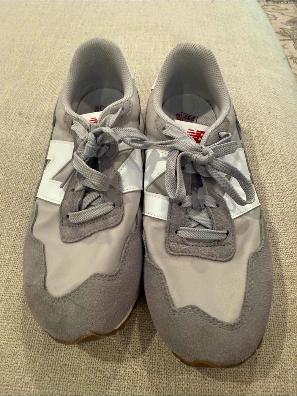 New Balance Men's Light Gray Suede & Nylon Sneakers with White 'N' - Picture 1 of 3